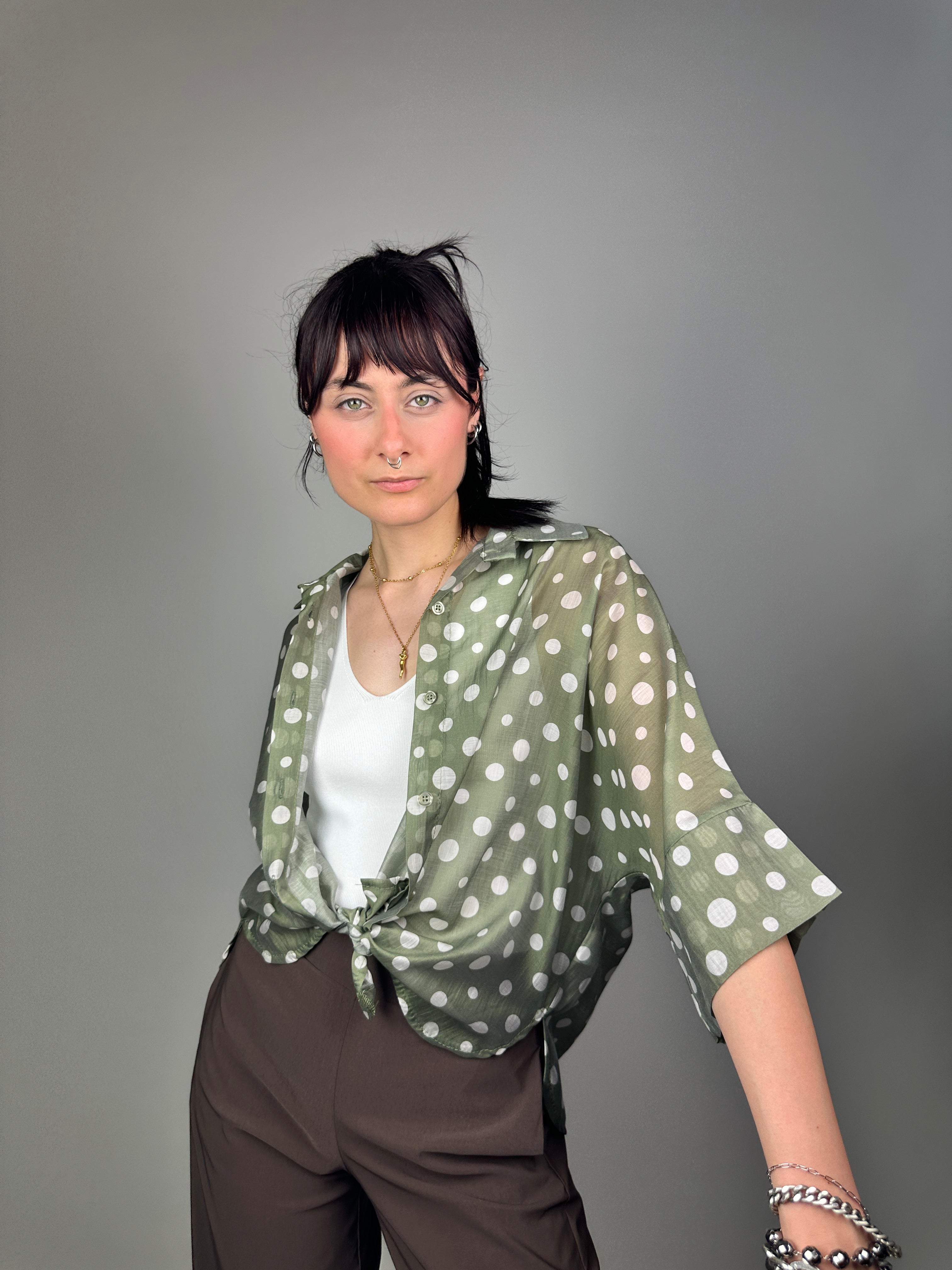 CAMICIA TENCEL POIS
