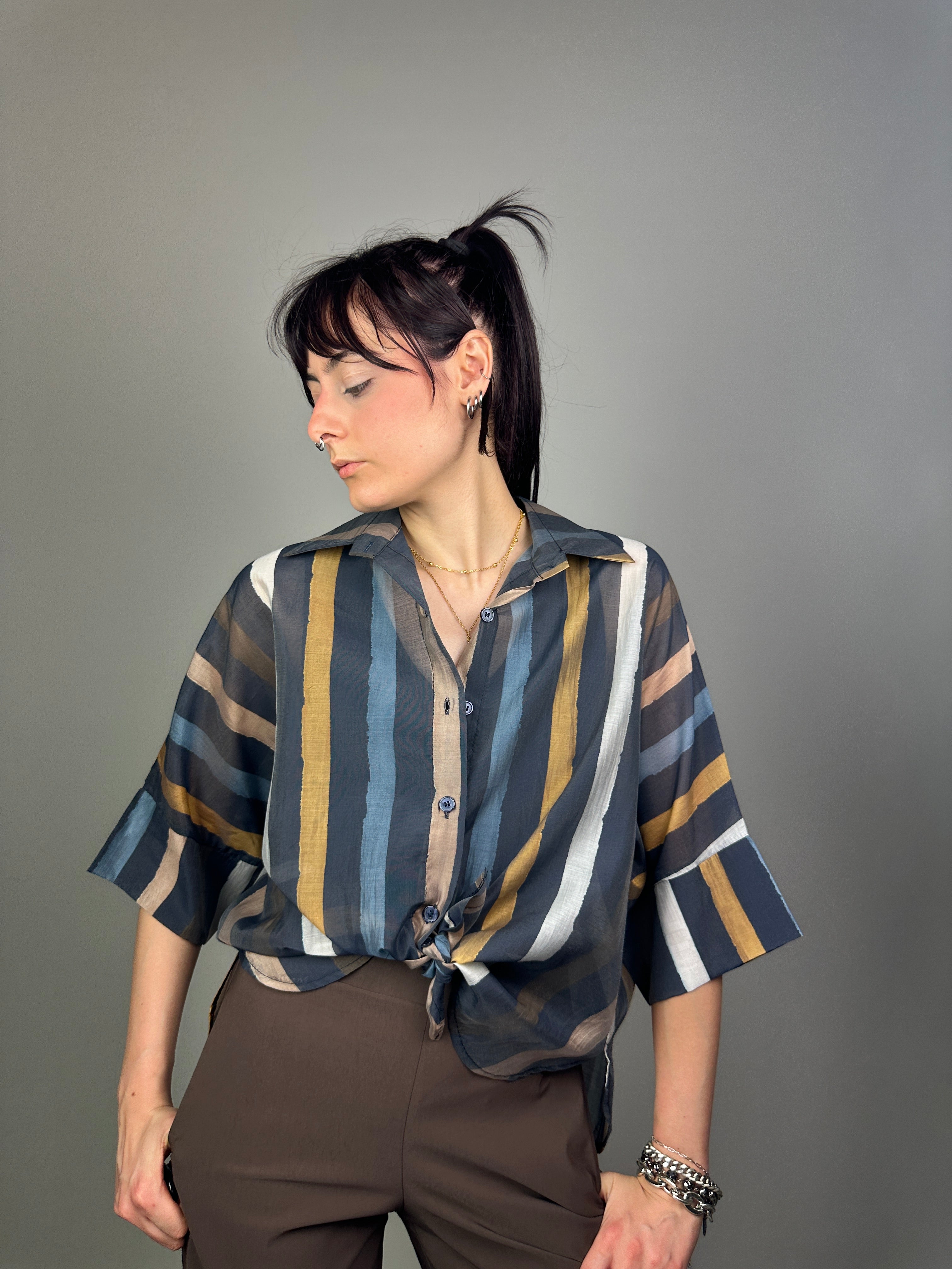 CAMICIA TENCEL MULTIRIGA