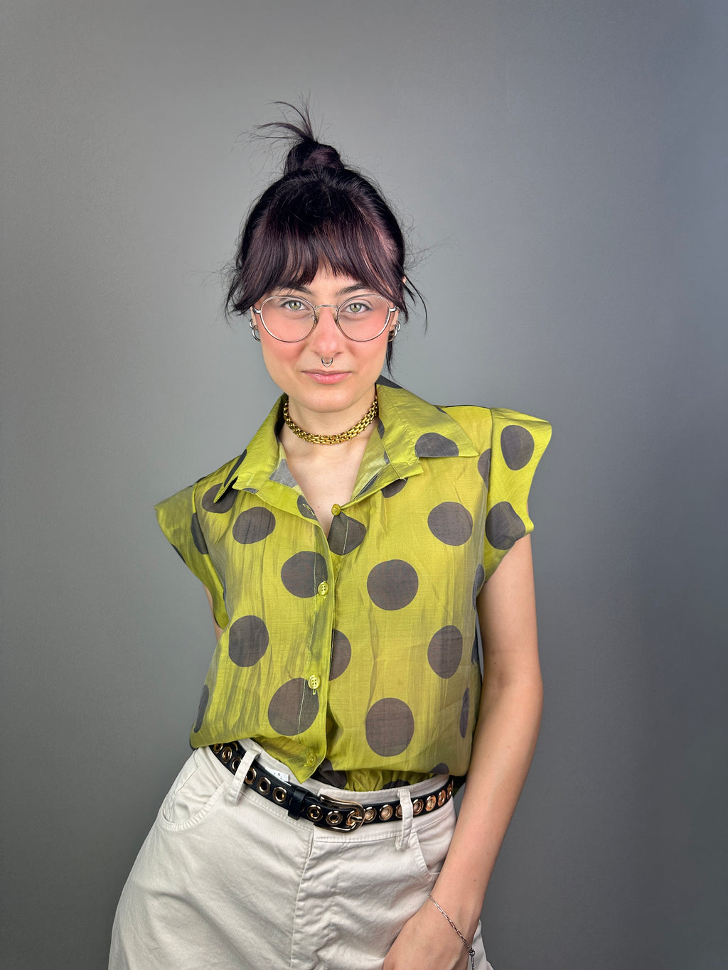 CAMICIA TENCEL BLOCK POIS